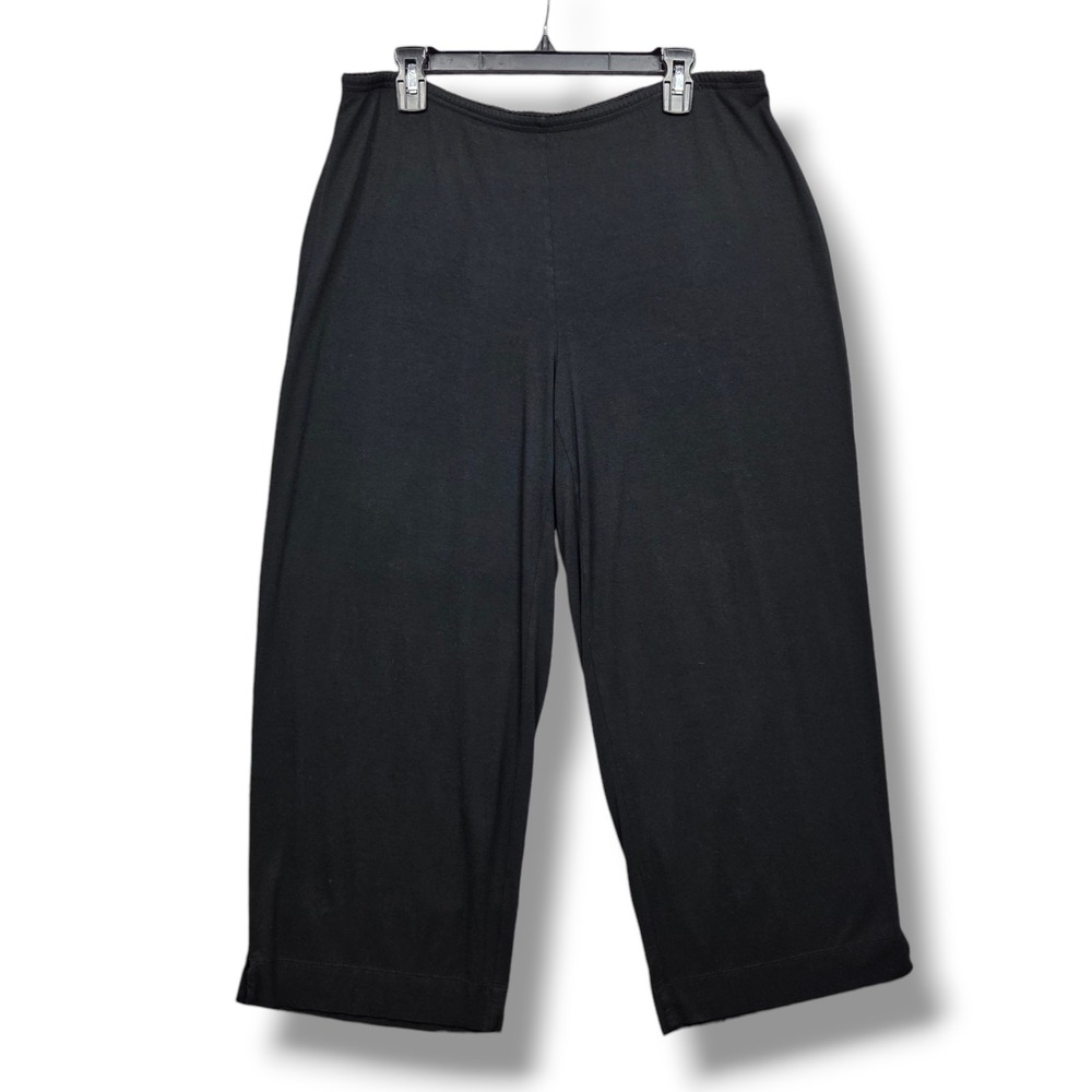 J‎ Jill Wearever Collection Full Leg Cropped Pant Womens Large Black Notch Hem
